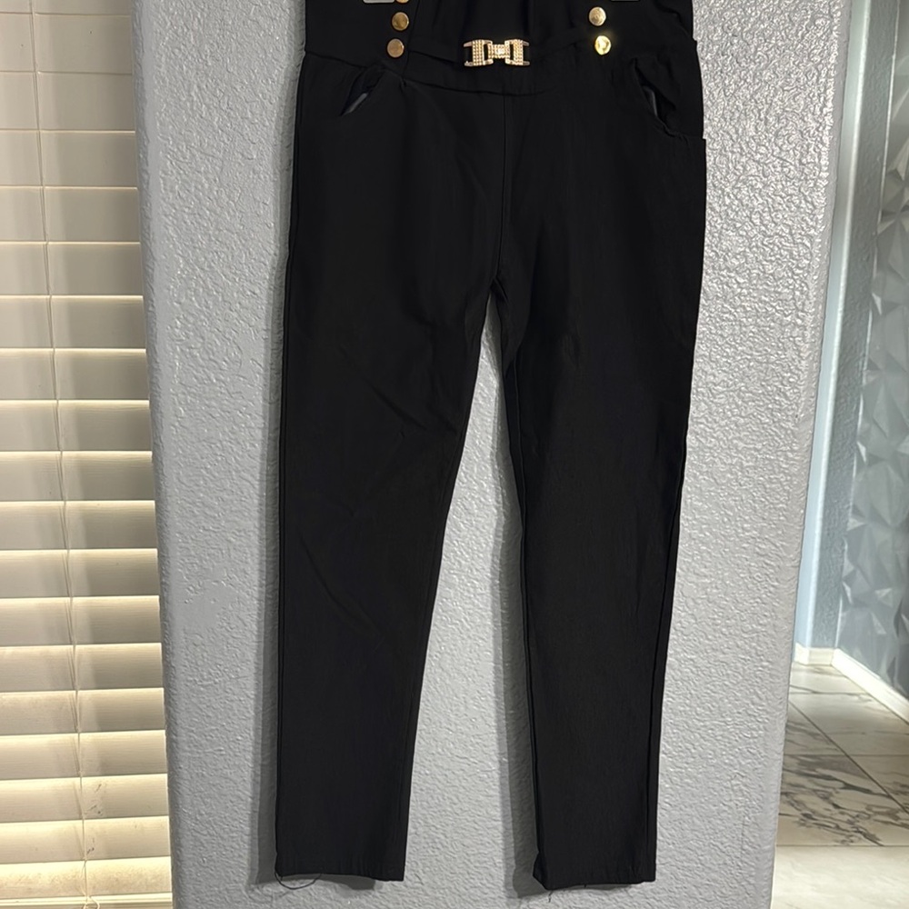 Black Pants with Gold Accents